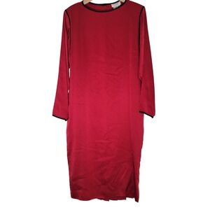VTG The Silk Farm Made In Korea Red Silk‎ Sheath Midi Dress Old Money Modest 6/8